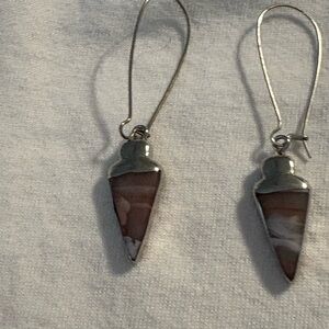 Elegant Silver and Brown Dangle Earrings